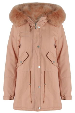 Rose Fur Lined Parka Coat