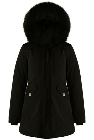 Khaki Fur Hood Canvas Parka Coats