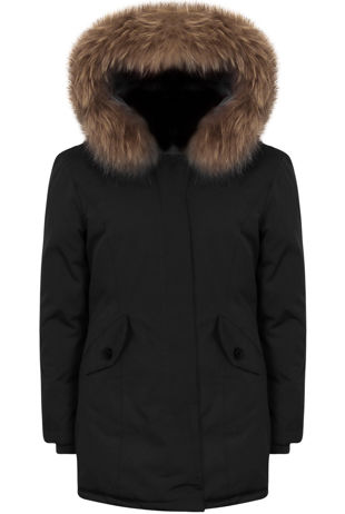 Black Fur Collar Parka Coat