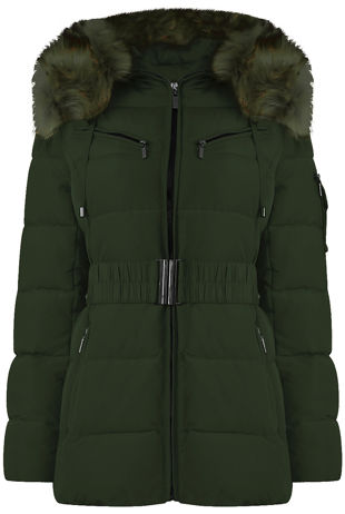 Khaki Quilted Puffer Jackets