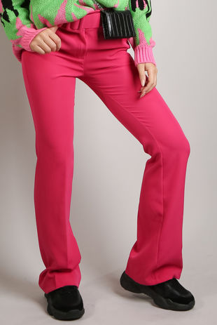 Fuchsia Flared High Waisted Trousers