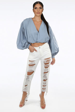 White Wash Distressed Boyfriend Jean