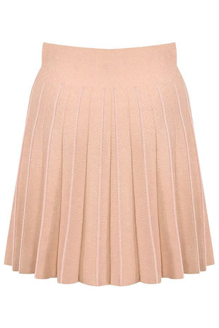 Peach Knitted Box Pleat Skirt 