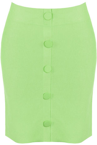 Green Front Button Up Mini Skirt