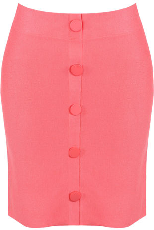 Fuchsia Front Button Up Mini Skirt
