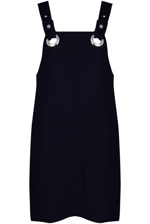 Black O Ring Dungaree Dress