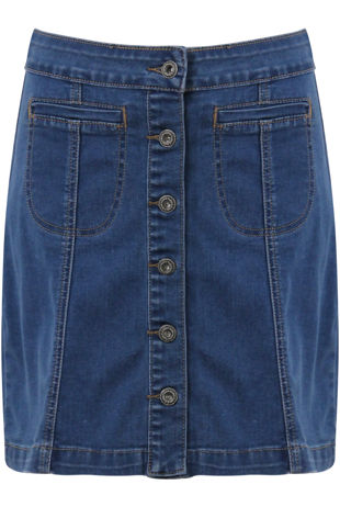 Blue Denim Front Pocket Mini Skirt