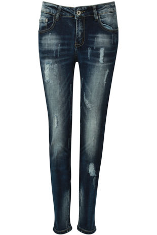 Denim Faded Ripped Embellished Jeans