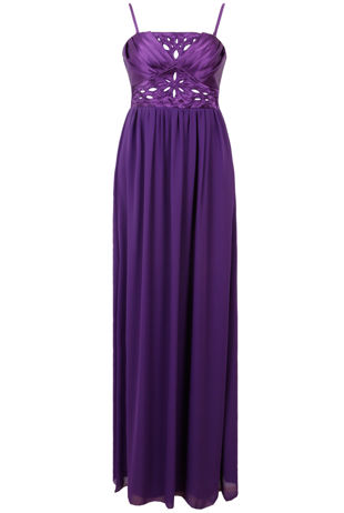 Purple Sequin Detail Pleated Maxi Dress