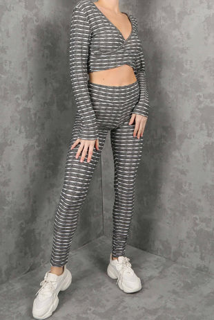 Grey Honeycomb Active Co-ord With Bum Sculpt Seam
