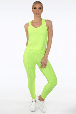 Mint Textured Muscle Back Top & Ruched Push Up Trouser