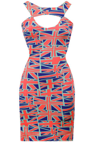Flag Print Multi Cut Out Mini Dress