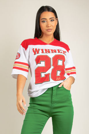 Red Hockey Print T-Shirt