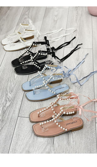 White Pearl Wrap Around Sandals 