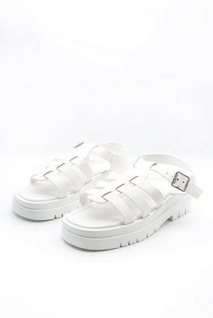 White Chunky Caged Sandal