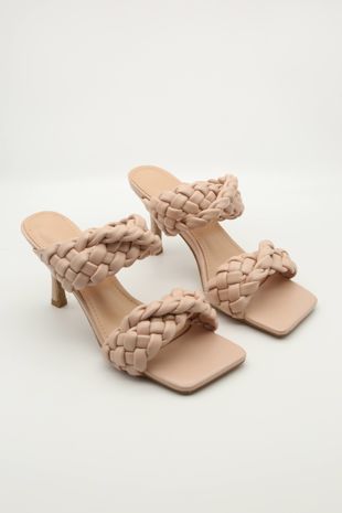Rose Braided Twin Strap Mule Heels