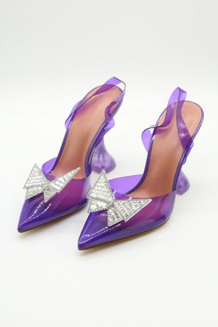Purple Crystal-Embellished Court Heels