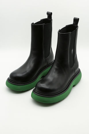 Chunky Ankle Boots with Green Sole