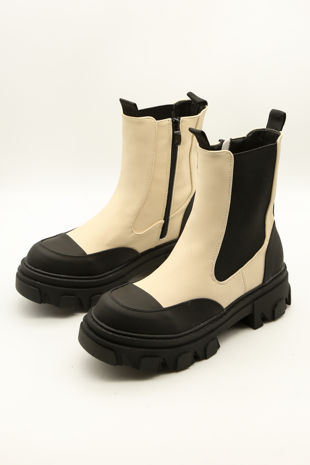 Stone Chunky Sole High Ankle Boots