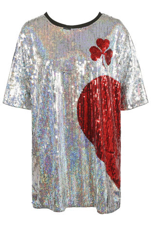Sequin Heart Trim T-Shirt Dress
