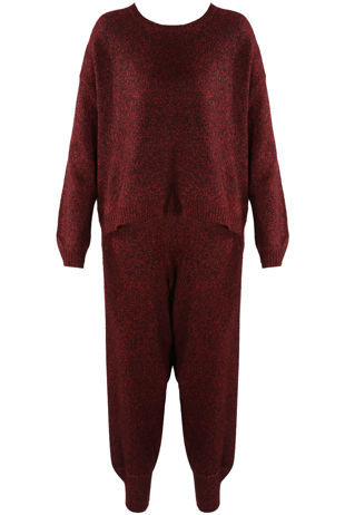 Wine Melange Knitted Jumper & Jogger Loungewear