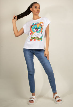 Graphic Print Acid Wash Sleeveless T-Shirt