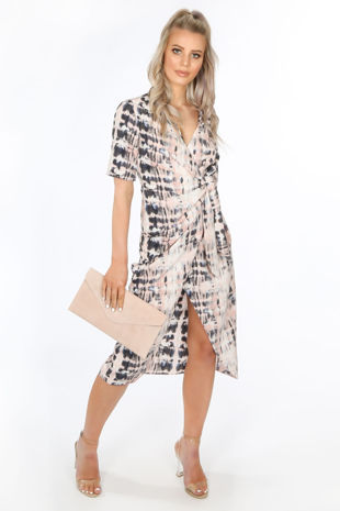 Rose Tie Dye Wrap Dress