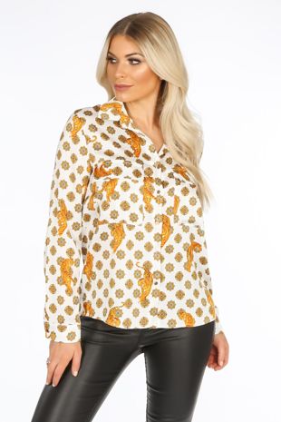 Tiger Print Blouse In White