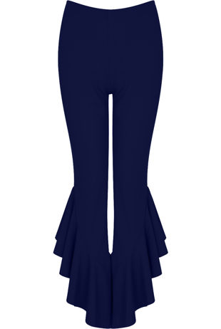 Fitted Crepe Draped Frill Hem Trouser In Royal