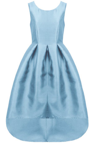 Sky Blue Organza Dip Back Prom Dress