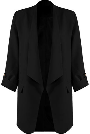 Tailored Waterfall Black Blazer