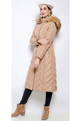 Faux Fur Hooded Longline Puffer Coat