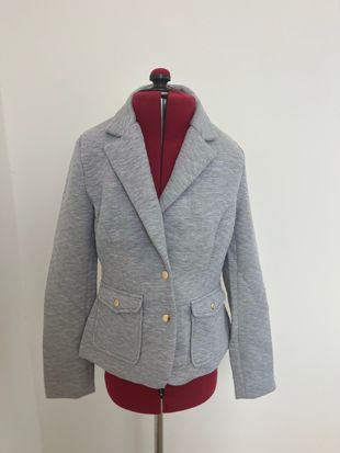 Grey Textured Double Pocketed Blazer