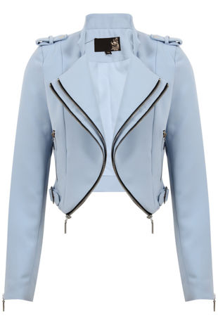 Powder Blue Double Zip Detail Smart Fit Jacket