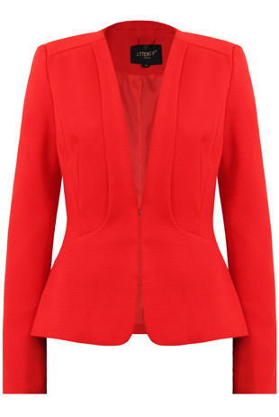 Red Front Hook Up Long Sleeve Blazer