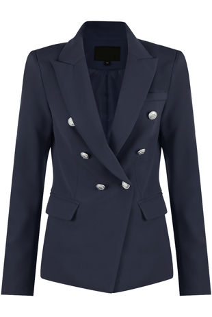 Navy Double-Breast Blazer with Silver Buttons