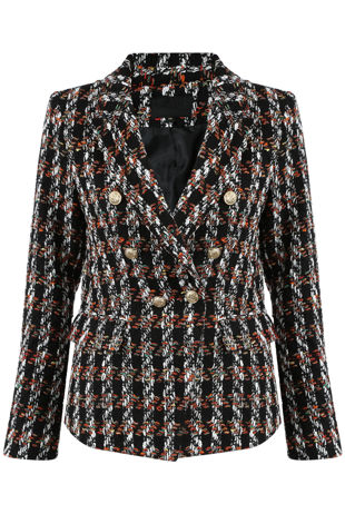 Knitted Check Double Breast Blazer 