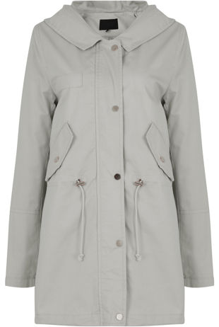 Grey Cotton Hooded Field Coat