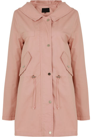 Pink Cotton Hooded Field Coat