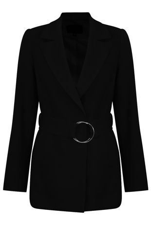 Black Tailored Belted Longline Coat