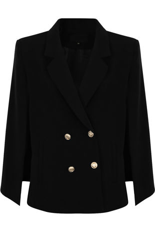Black Double Breast Cape Blazer