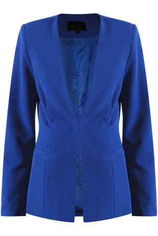 Tailored Lapel-less Royal Blue Blazer