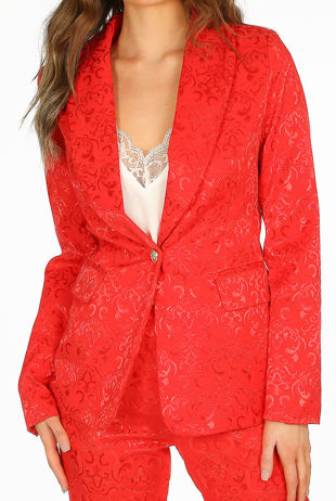 Red Jacquard Satine Blazer