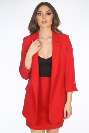 Tailored Waterfall Red Blazer