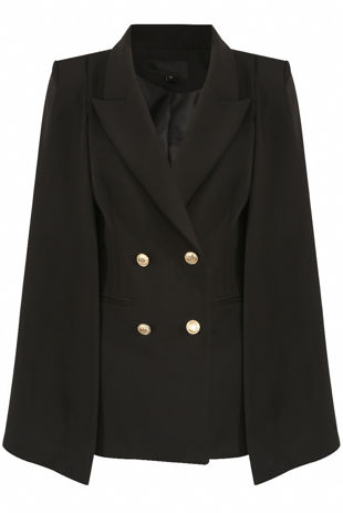 Black Double Breast Cape Coat