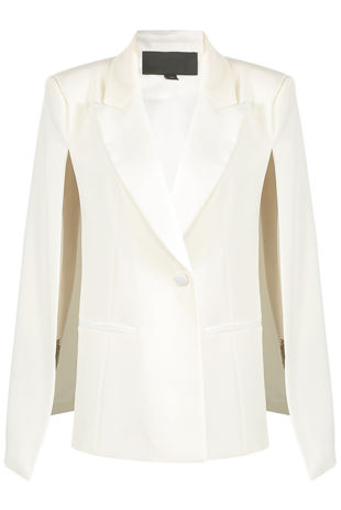 White Satin Lapels Cape Blazer
