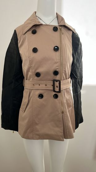 Taupe PVC Arms Cross Zipped Trench Coat