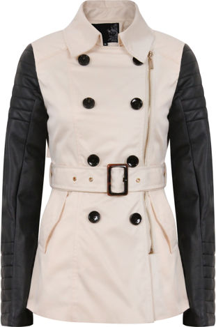 Cream PVC Arms Cross Zipped Trench Coat