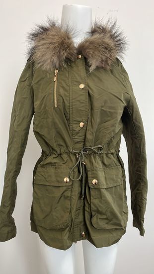 Khaki Jacket with Golden Faux Fur