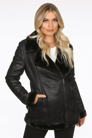 Black Oversized Aviator Jacket